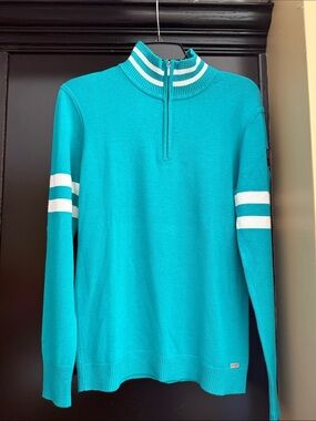 Nice women’s  Teal NILS Half-Zip Stripe Sleeve Sweater L